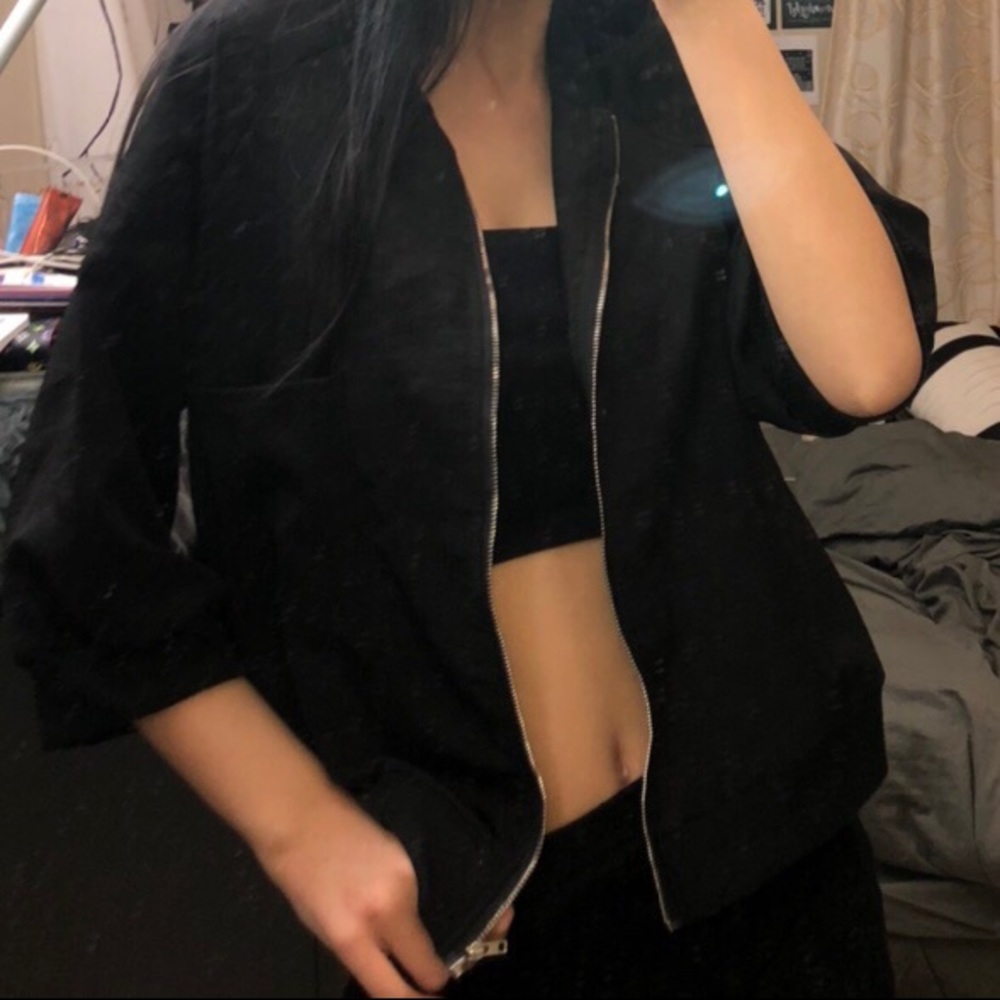π―π΅ VINTAGE BLACK BOMBER JACKET - Picture 2 of 3